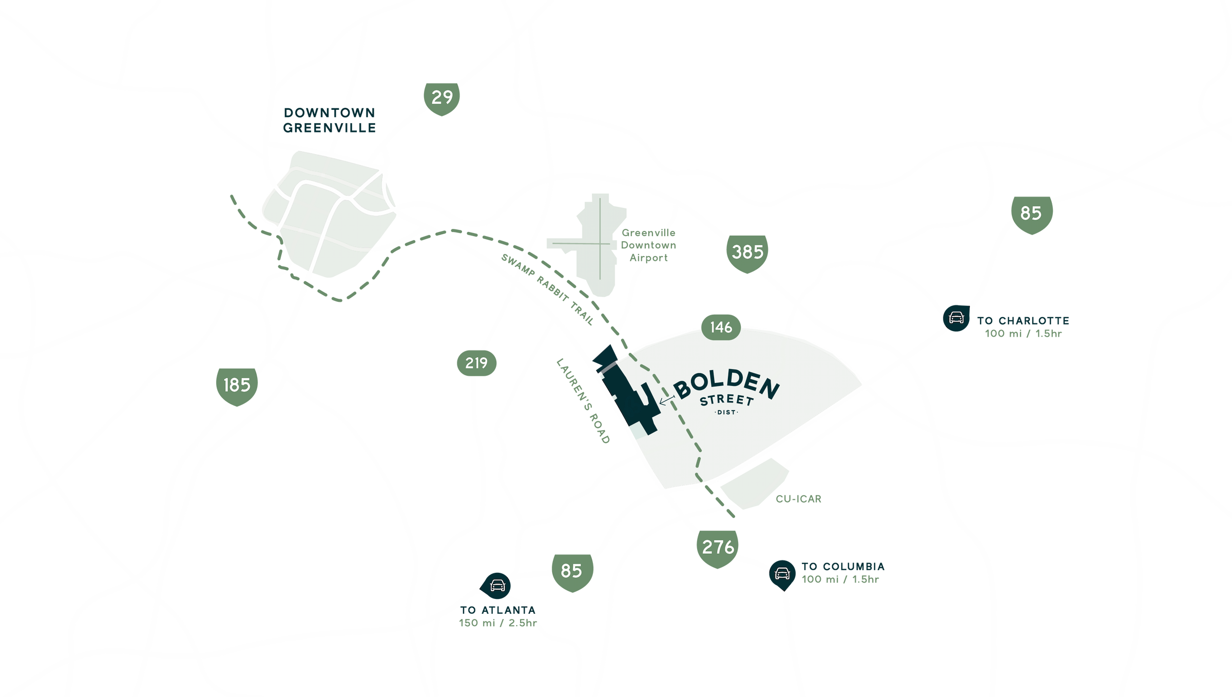 A map of the region near Bolden Street District
