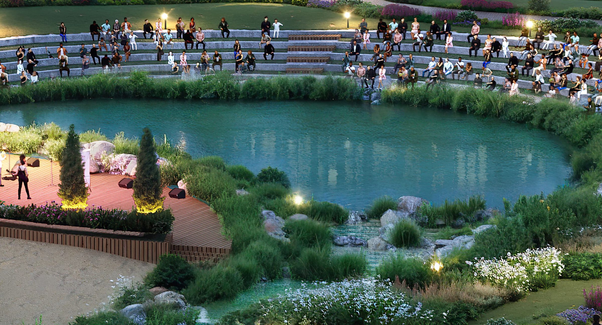 A rendering of an amphitheater