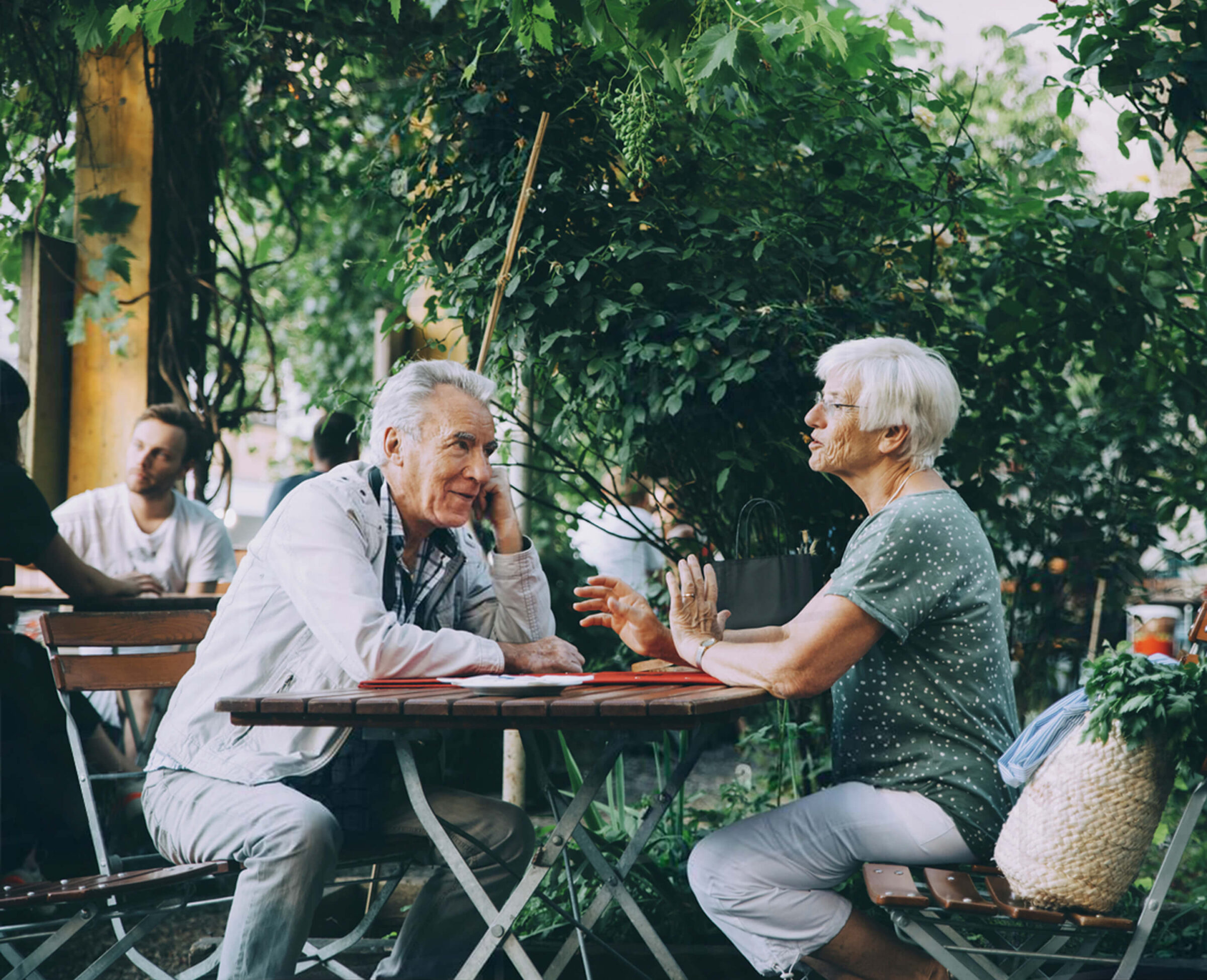 A couple having a conversation