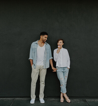 A couple enjoying ice cream